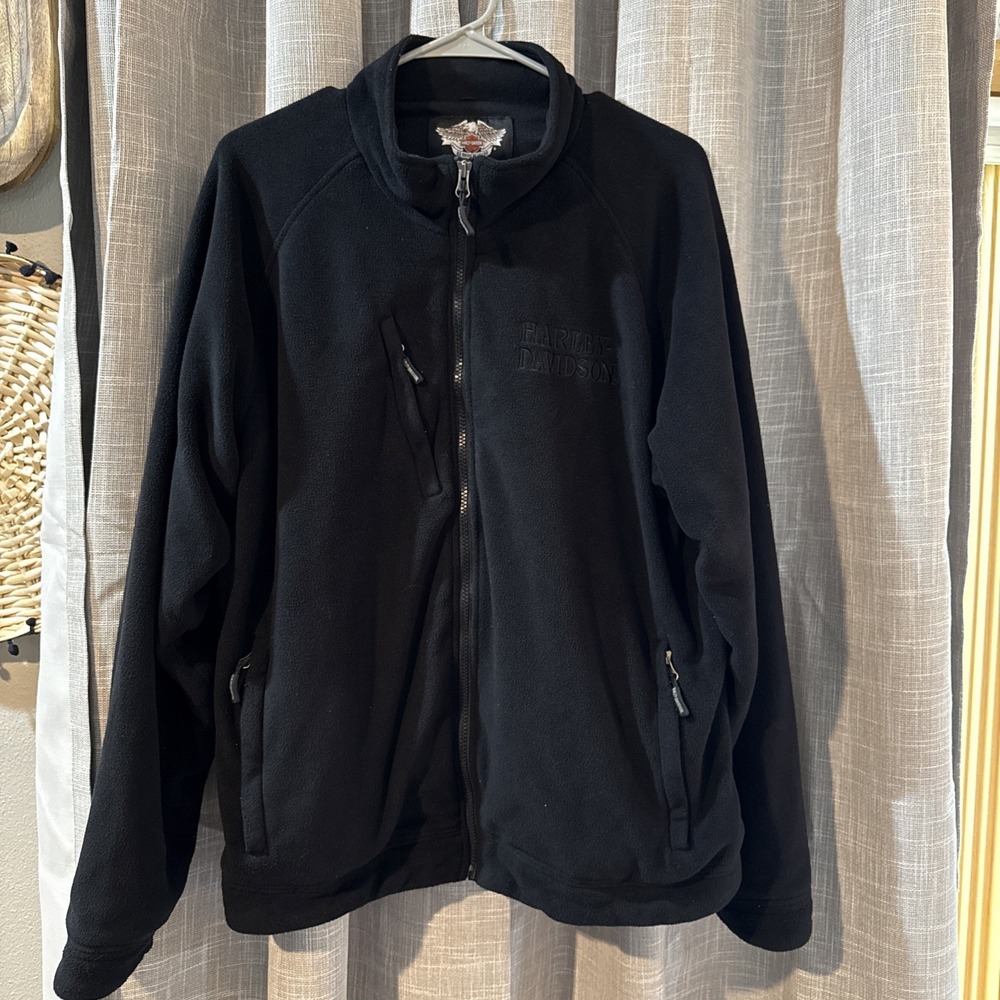 Harley Davidson fleece Black jacket Coat men XL Motorcycle Moto Soft Warm